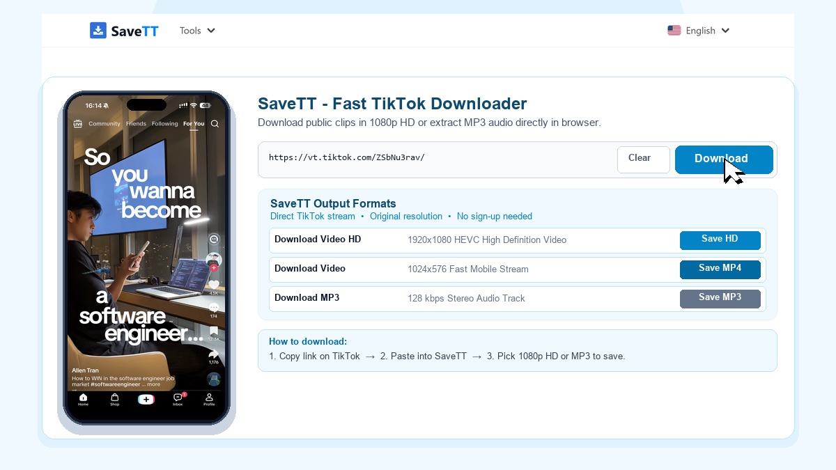 SaveTT TikTok Video Downloader