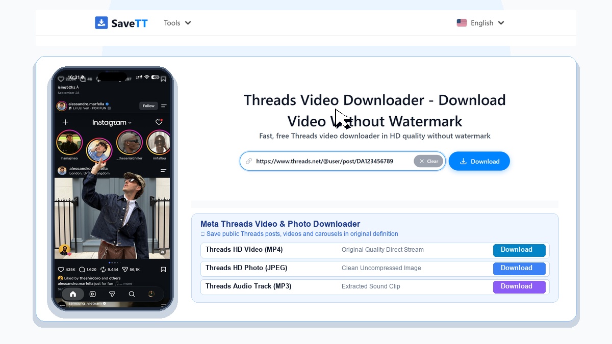 SaveTT EN Threads Downloader
