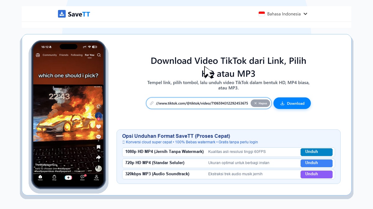SaveTT ID Pengunduh Video TikTok Tanpa Watermark